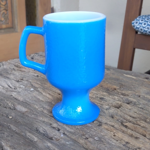 Vintage Blue Milk glass mug